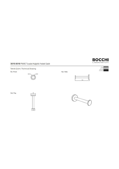 Bocchi Piave Tuvalet Kağıtlık Yedek Sabit Mat Siyah 3015-0010-ab Krom