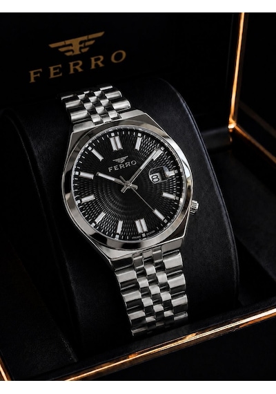 Ferro Premium İtalian Desing Çelik Kordon Nişan Ve Damat Saati 3 Atm Erkek Kol Saati Efm40136-b4 Gümüş - Altın