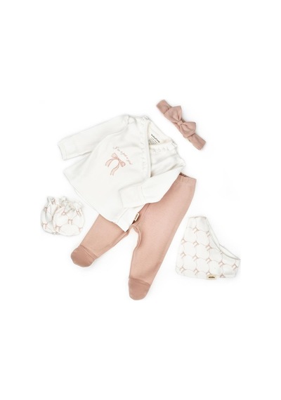 Babycosy Organic Wear Bebek 5'li Set %100 Organic Pamuk Yenidoğan Serisi - Csy8174 pudra