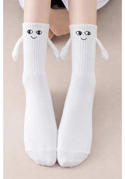 Carnaval Socks Mıknatıslı El Ele Tutuşan 4'lü Çorap Seti Bay Bayan Siyah Beyaz 2000386