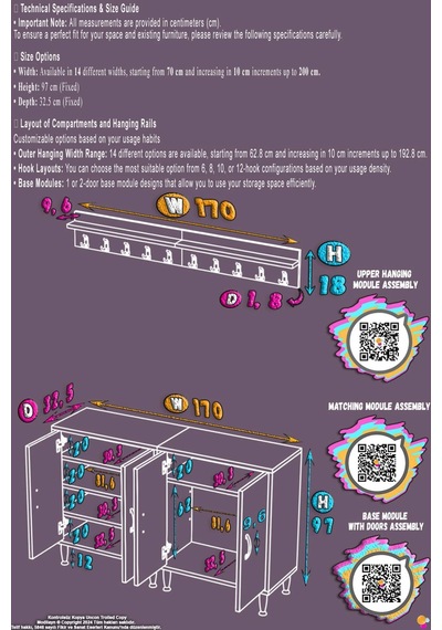 Zeta Portmanto Vestiyer Ayakkabılık Duvar Askılı Kapaklı 6 Bölmeli Hol Antre Çok Amaçlı Dolap 170 Cm
