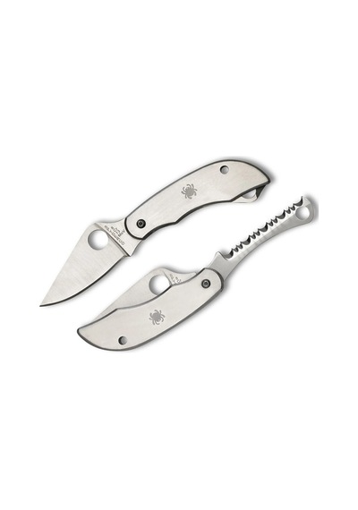 Spyderco Clipitool Plain / Serrated Kamp Çakı Gümüş