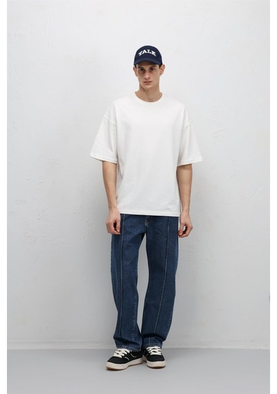 Vamos Dikiş Detaylı Relaxed Fit Jean Mavi