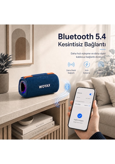 Woyax Taşınabilir Bluetooth Hoparlör, 30w Kablosuz Oval Speaker, Ses Bombası Usb, Tws, 30w Güçlü Ses Bass Büyük Küçük Boy