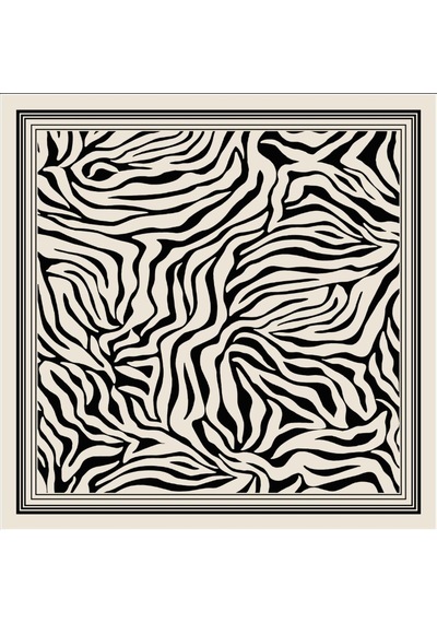 Tarzını Seç Beyaz Zebra Fular / Bandana / Aksesuar / Eşarp 90x90 Cm