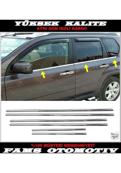 Nissan X-Trail Krom Cam Çıtası 6 Prç. 2007-2013 P.Çelik