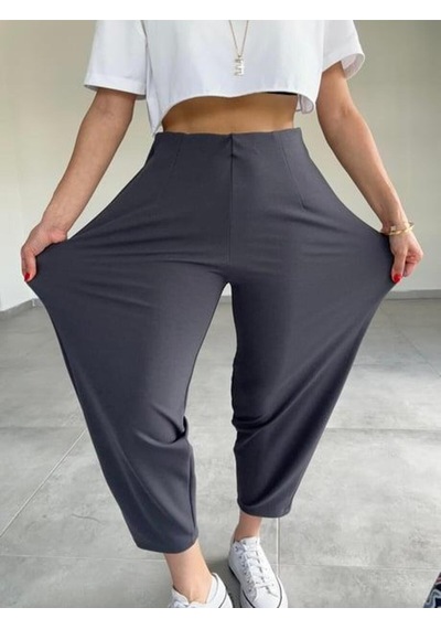 Paw Garage Kemersiz Balon Pantolon, 4 Mevsim, Krep Kumaş, Full Likralı Gri