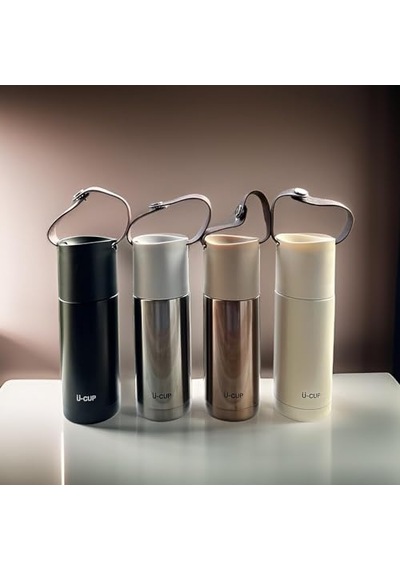 Stainless Steel Bardaklı Kayışlı 350 Ml Günlük, Şık, Modern, Hediyelik Termos Bronz Genel
