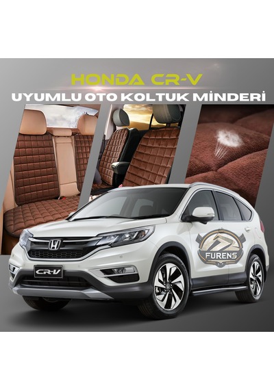 Honda Cr-v Kahverengi Tay Tüyü Cepli & Terletmez Sırtlı Oto Koltuk Minder Seti - Koruma Kılıfı  Ön & Arka Set