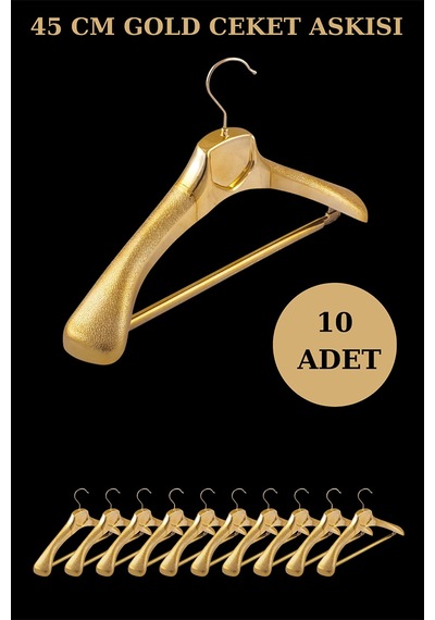10Adet Plastik Gold Renk Yüksek Kalite Ceket Askısı Elbise Askısı Altın