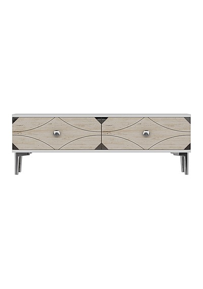 Tsa1297bts Alfa Tv Sehpası Beyaz-traverten-silver 120cm