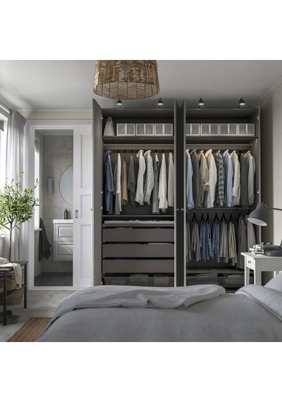 Ikea Koyu Gri Şık Kapaklı Gardırop 200x60x236 Cm
