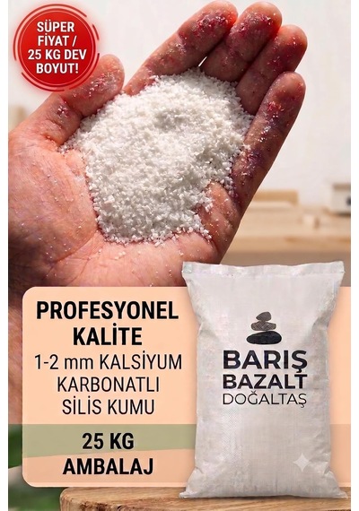 25 Kg Beyaz Silis Kumu Akvaryum Taban Kumu 1-2 Mm
