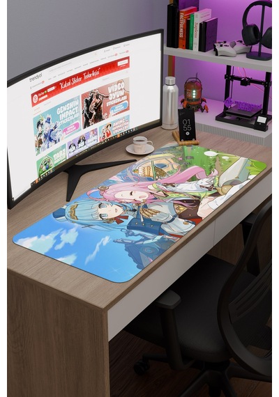 Aino Genshin Impact Anime Oyuncu V4 - 90x40 Xxl Gaming Mouse Pad Fare Altlığı