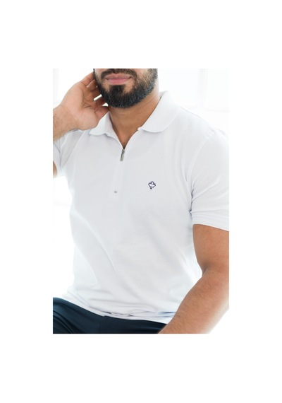 Paul Martin Fermuarlı Polo Yaka Regular Fit T-Shirt Beyaz