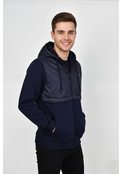Dynamo Erkek Kapitone Modelli 3 İplik Kapüşonlu Sweatshirt Bgl-st04865 Lacivert