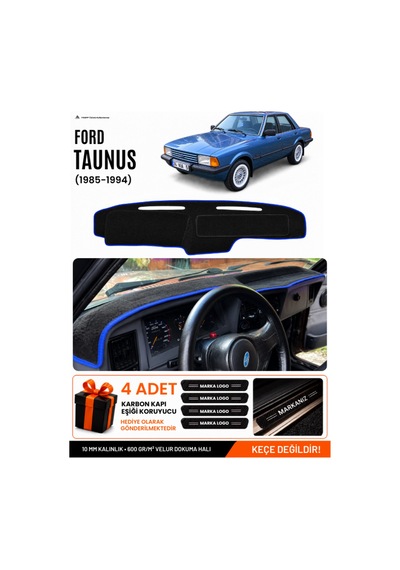 Ford Taunus 1985-1994 Uyumlu Torpido Koruma, Torpido Örtüsü, Torpido Kılıfı - Siyah Mavi