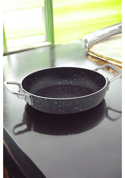 Gökdil Cantef Yanmaz Yapışmaz 20 Cm Metal Kulplu Granit Omlet Tava Siyah