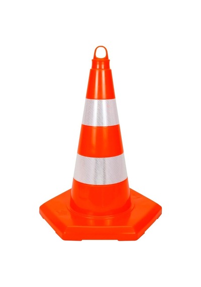 10 Adet PVC Trafik Konisi 50 cm Reflektifli 6 Kenar Trafik Dubası