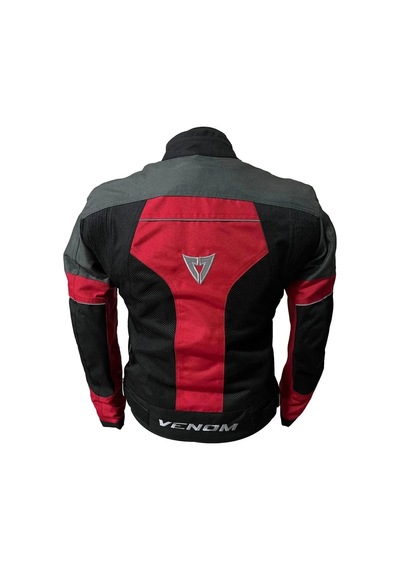 Venom Motosiklet Mont 4 Mevsim Dynamic Koyu Gri-kırmızı Motorcu Montu