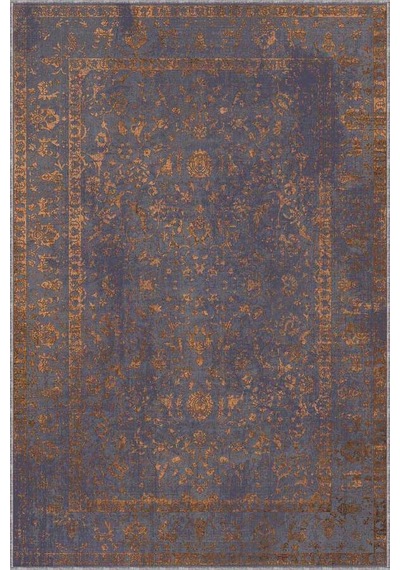 Antrasit Vintage Kaymaz Tabanlı Dekoratif Halı Rv285n11