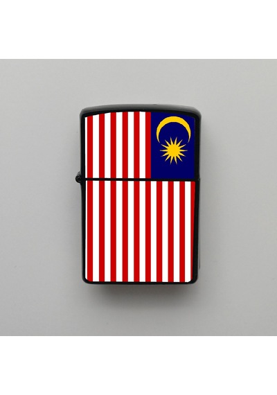 Malezya Malaysia Klasik Ülke Bayraklı - Benzinli Siyah Çakmak - Hediyelik Siyah