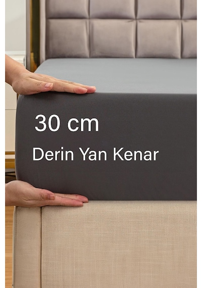 Ranforce Antrasit Pamuklu Tek / Çift Kişilik Battal Tam Kenar Lastikli Çarşaf 14 Renk Fıtted Antrasit