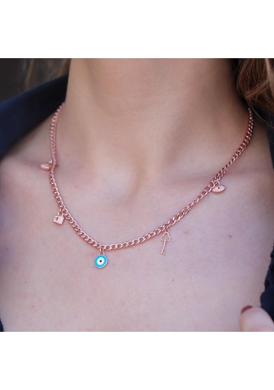 Rose Gold Kaplama Gümüş Dilek Kolyesi Gümüş