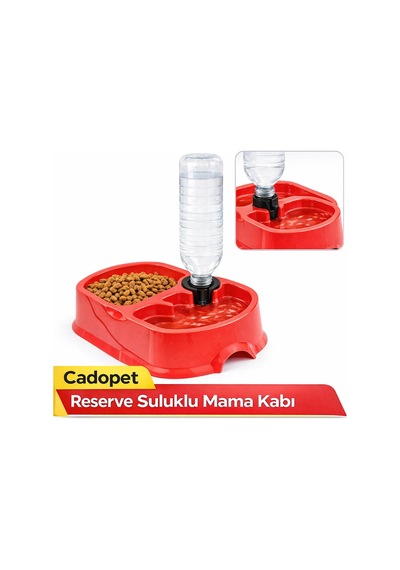 Cadopet Hazneli Mama Su Kabı-kırmızı