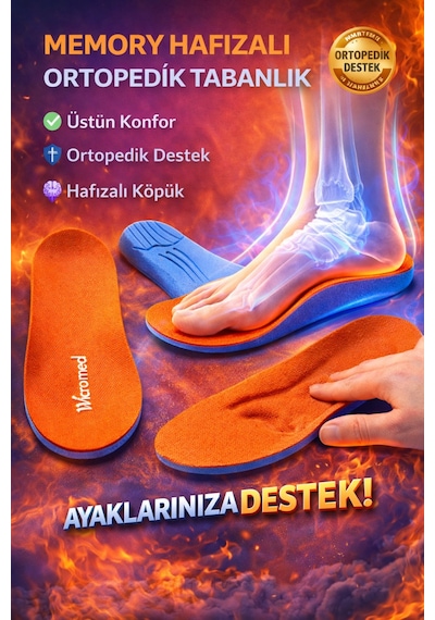 Memory Hafızalı Ortopedik Tabanlık Spor Tabanlık Konfor Yürüyüş Mt7038