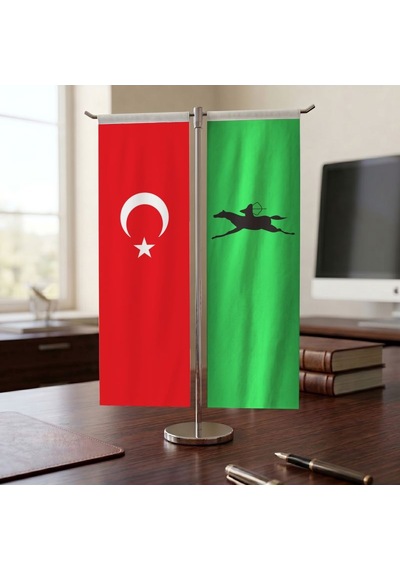 Avar İmparatorluğu Ve Türkiye Bayrağı Kırlangıç T Tipi Masa Bayrak Takımı Diğer