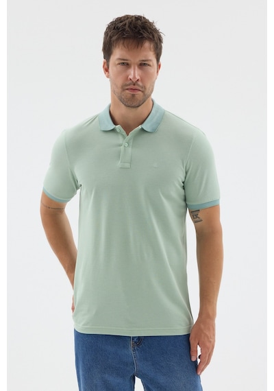Yeşil Polo Yaka Pike Kısa Kol Slim Fit %100 Pamuk Tişört 1011260171