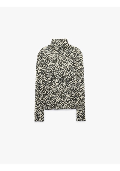 Koton Slim Fit Uzun Kollu Yarı Transparan Dik Yaka Zebra Desenli Bluz Bej Desenli 7wak50310ek Ekru Koton Slim Fit Uzun Kollu Yarı Transparan Dik Yaka Zebra Desenli Bluz Bej Desenli 7wak50310ek Ekru
