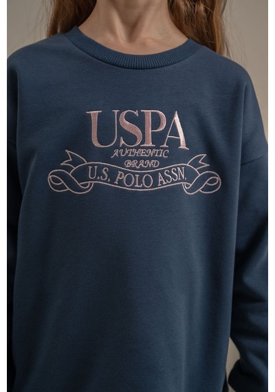 U.S. Polo Assn. Kız Çocuk Nakışlı Mavi Uzun Kol Eşofman Takımı Us2705-c-v1 Mavi