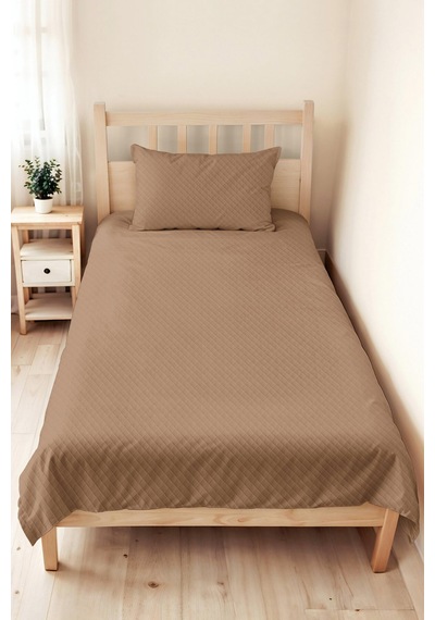 Vizon Kapitone Genç Odası Tek Kişilik Pike Takımı - Modern Bej 160x220 Cm Kapitone Yatak Örtüsü Sabahçı Papatya Anısı
