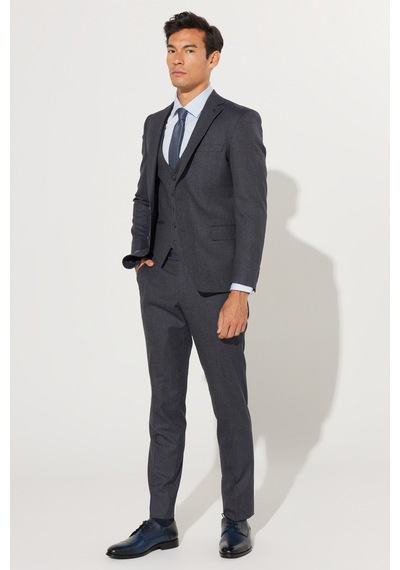 Ac&Co / Altınyıldız Classics Erkek Lacı Grı Slim Fit Dar Kesim Mono Yaka Desenli Yünlü Yelekli Takım Elbise Lacı Grı Lacivert - Gri Ac&Co / Altınyıldız Classics Erkek Lacı Grı Slim Fit Dar Kesim Mono Yaka Desenli Yünlü Yelekli Takım Elbise Lacı Grı Lacivert - Gri