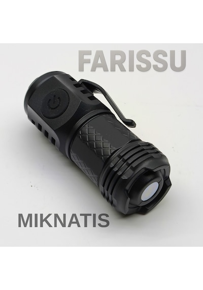 3 Led'li Güçlü Mini El Feneri Şarj Edilebilir Type-c Siyah