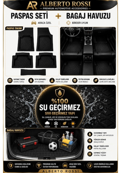 Volkswagen Passat B6 2005+2010 Uyumlu Araca Özel 3d Bagaj Havuzu Ve Paspas Alpina Siyah