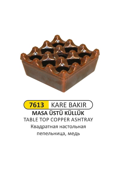 Masa Üstü Bakır Kare Küllük Bakır