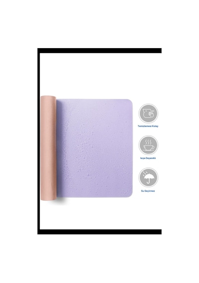 Lila Deri Mouse Pad Dikişli Kenar Çift Yönlü Kullanım Masa Matı Sümen 70x30 L Baskısız