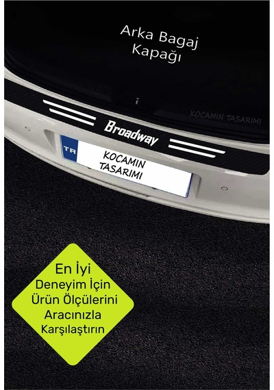 Renault Broadway Araç Kapı Ve Bagaj Eşiği Koruyucu Set Karbon Folyo Çizilme Engelleyici Broadway Yazılı