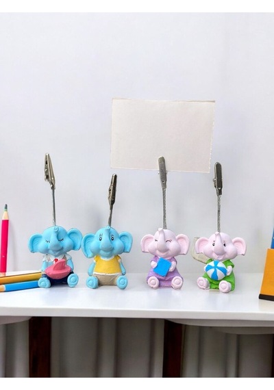 Minik Tatlı Kawaii Yavru Filler Fotoğraf Not Tutacağı Ofis Masası Hediye Tutucu Tutacak Mavi Pembe