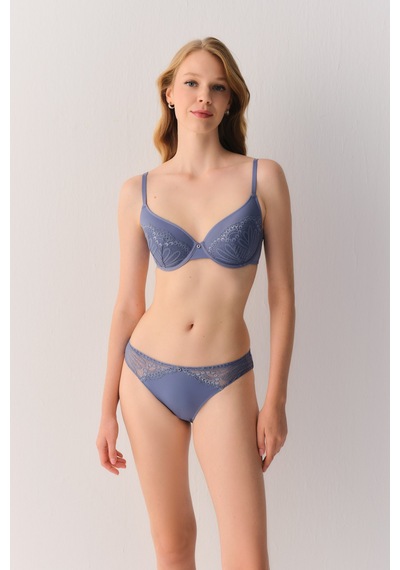 Suwen Geo Flower Dantelli Slip Külot Sw4013015 Mavi