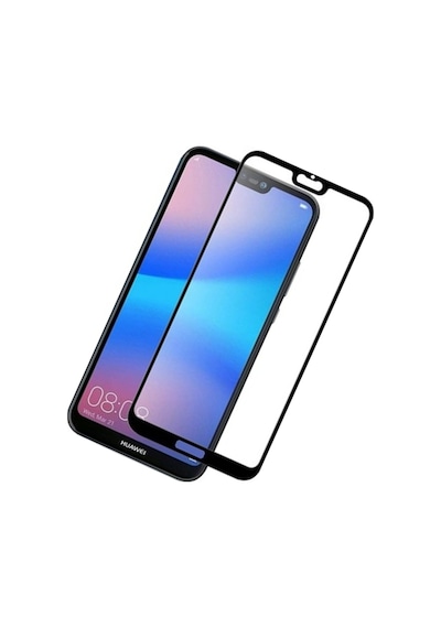 Huawei P20 Lite Siyah 5D Tam Kaplayan Ekran Koruyucu Cam