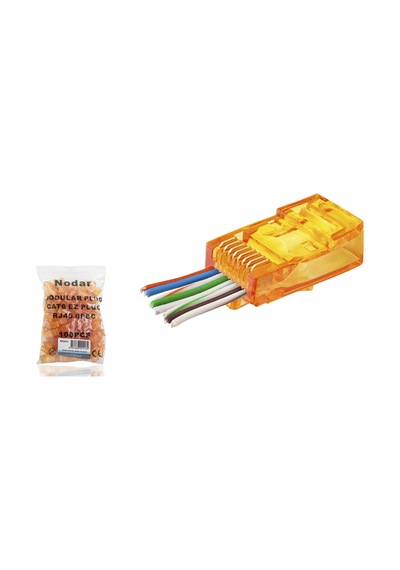 100 Adet Cat6 Ez Rj45 Konnektör Turuncu / Ekonomik Poşet Paket