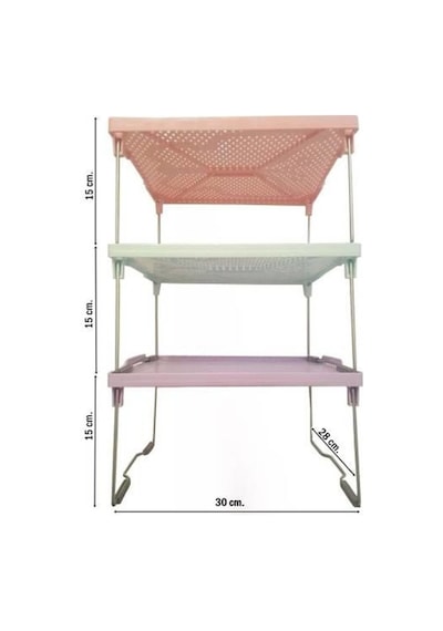 Dolap İçi Düzenleyici Metal Ayaklı Plastik Mutfak Raf Organizer Çok Renkli 98440115