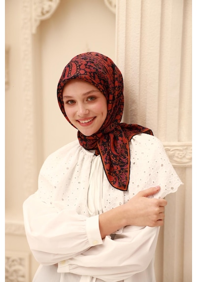 Silk Home Organik Eşarp 79015-03 Lacivert, Erguvan, Turuncu