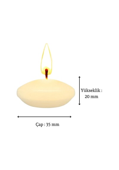 50'li Paket 3.5 Cm Krem Yüzen Mumlar Krem