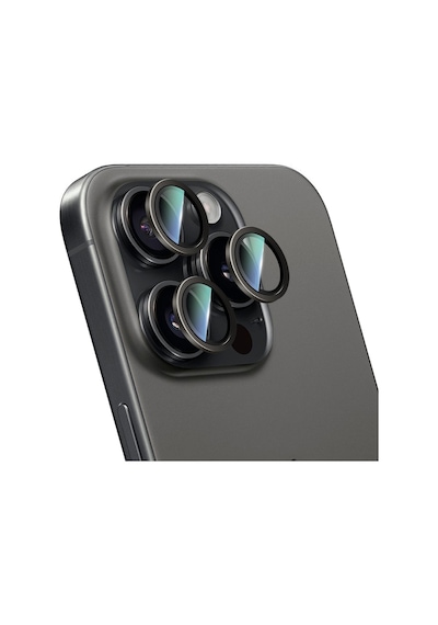Apple Uyumlu   iPhone 16 Pro Caseworld Alloy Serisi Oleofobik Anti Reflective Kamera Lens Koruyucu Siyah
