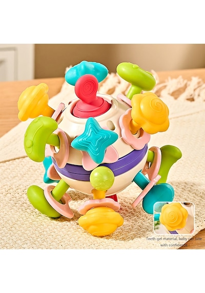 Bebek Oyuncağı Çıngıraklı Diş Kaşıyıcı Duyusal Montessori Oyuncak 6 İn 1 Bebek Oyuncağı